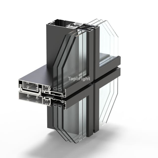 TB 85UCW do sistema Unitized da parede de cortina da ruptura térmica da largura 85mm da cara