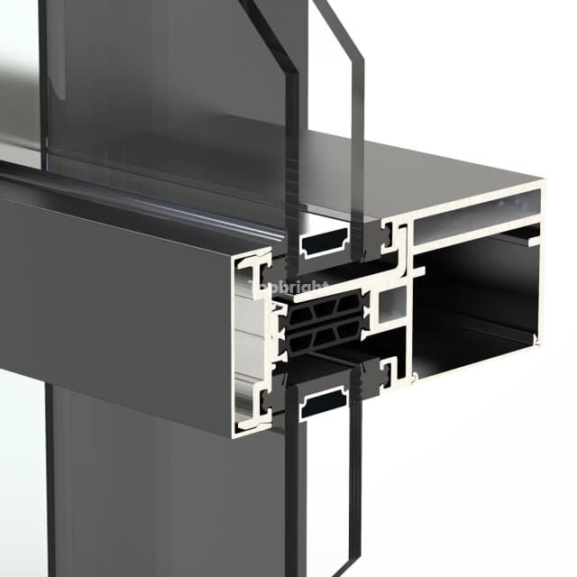Largura da face 65 mm com ruptura térmica Mullion/sistema de parede de cortina de popa TB 65FCW