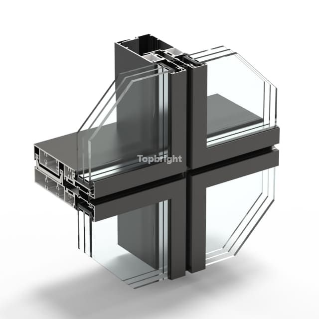 TB 85UCW do sistema Unitized da parede de cortina da ruptura térmica da largura 85mm da cara