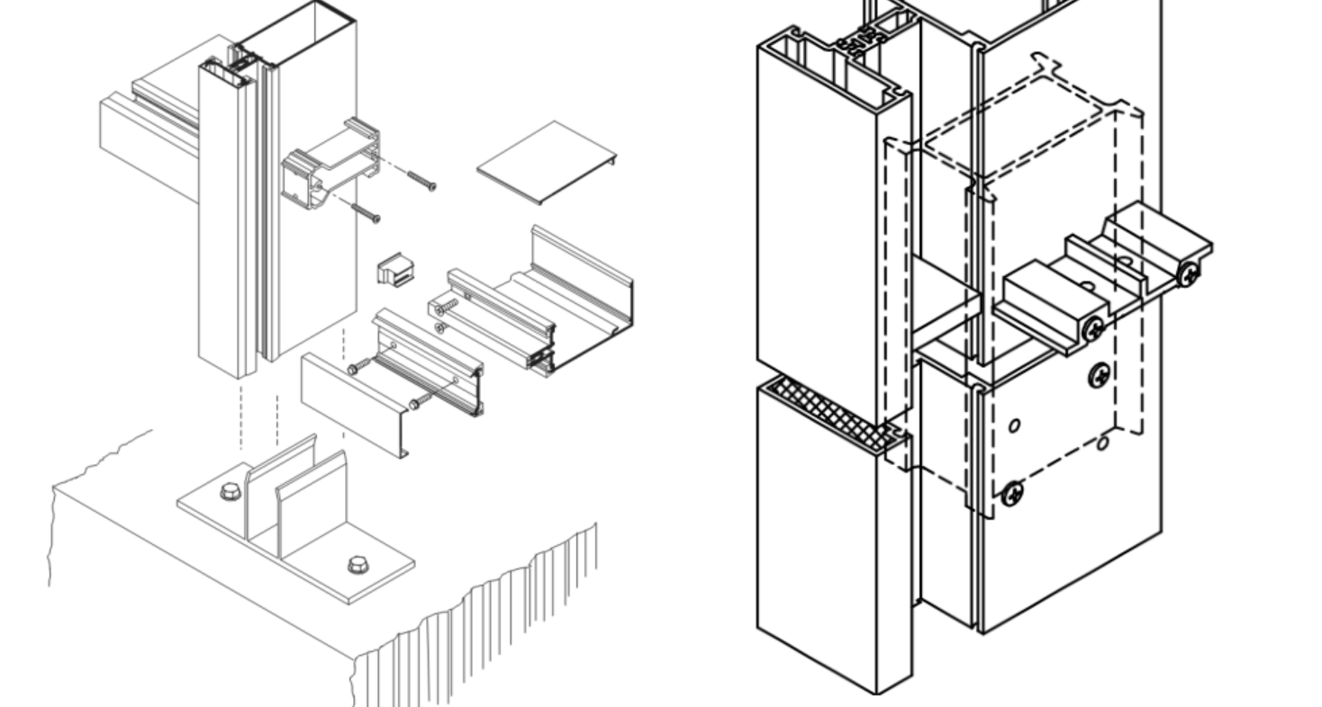 Parede de cortina de vidro comercial para projeto de construção externa TP-CW-UT008